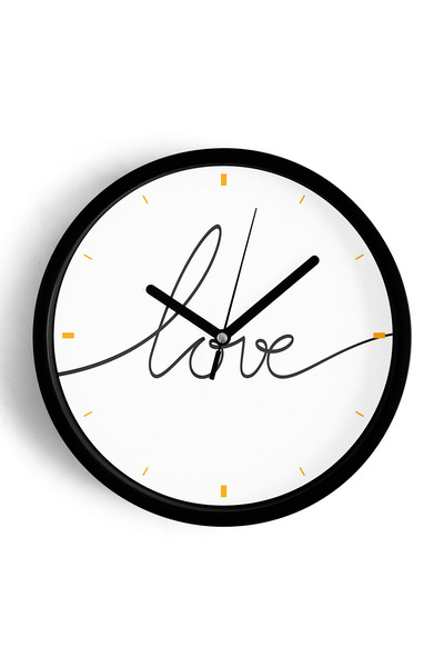 JHAAR تصميم حديث مكتوب عليه - ساعة حائط بعبارة ''حب'' - 35 سم - هيكل أسود مع ...