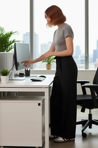 PayBuy Women's Belted Straight Cut Ribbed Fabric Pants Functional Durable Quality Comfortable Stylish