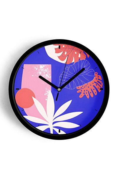 JHAAR ساعة حائط حديثة - 30 سم - هيكل أسود مع زجاج أمامي - آلية صامتة