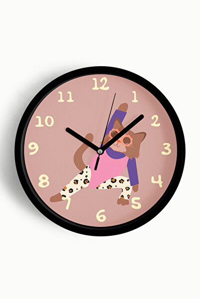 JHAAR Ceas de perete pentru camera copiilor Sportsman Cat - 42cm - Carcasă ne...