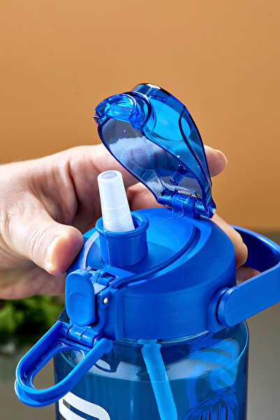 espashome Sports Water Bottle - 1000 ml with Straw, Lockable Lid, Water Leakproof Design - Blue