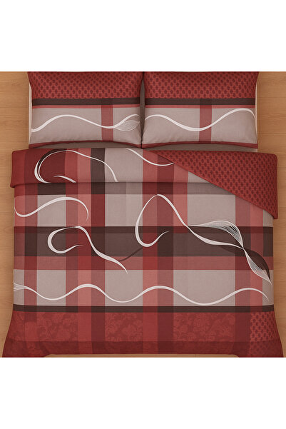 Casa Pucioasa Fine Cotton Bed Linen 6 Pieces - Casa Pucioasa, Brown/cherry Checkered Pattern