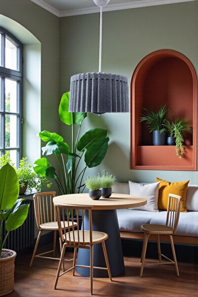 Dropcek eticaret Çizgili Sarkıt Gri Beton Görünümlü Sarkıt Çevre Dostu Avize(...