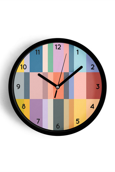 JHAAR ساعة حائط بتصميم عصري - 30 سم - هيكل أسود مع زجاج أمامي - آلية صامتة