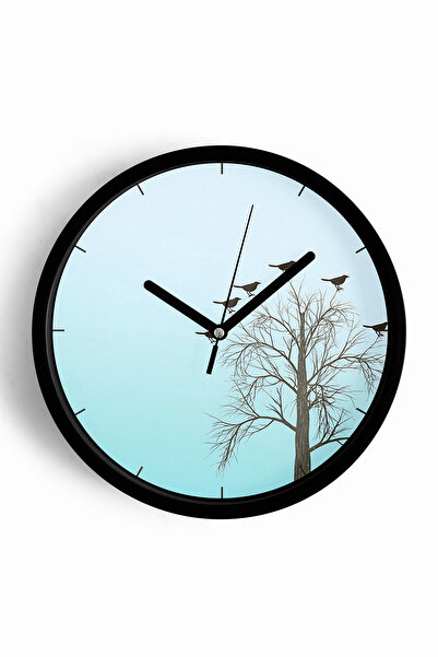 JHAAR ساعة حائط حديثة بتصميم المناظر الطبيعية - 42 سم - هيكل أسود مع واجهة زج...