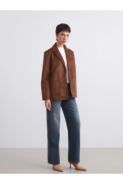 LC Waikiki Lcw Vision Brown Suede Look Women's Blazer Jacket