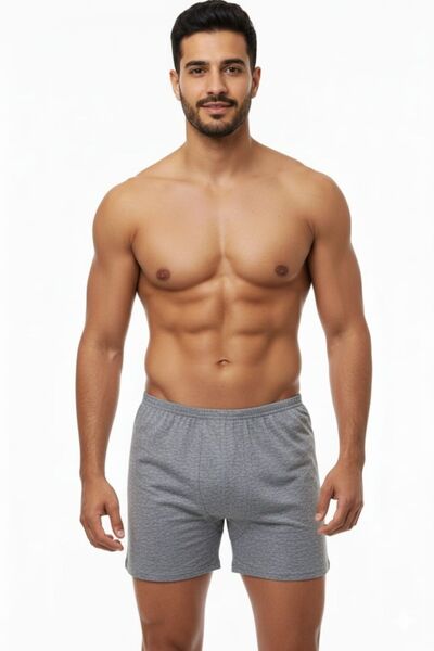 enmodaiçgiyim 7 Pieces Gray 100% Cotton Comfortable Cut Men's Long Underwear Boxer