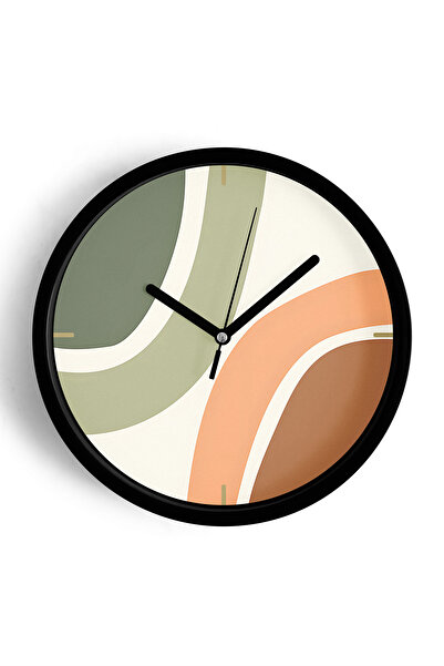 JHAAR Ceas de perete modern cu design abstract - 30 cm - Carcasă neagră cu st...