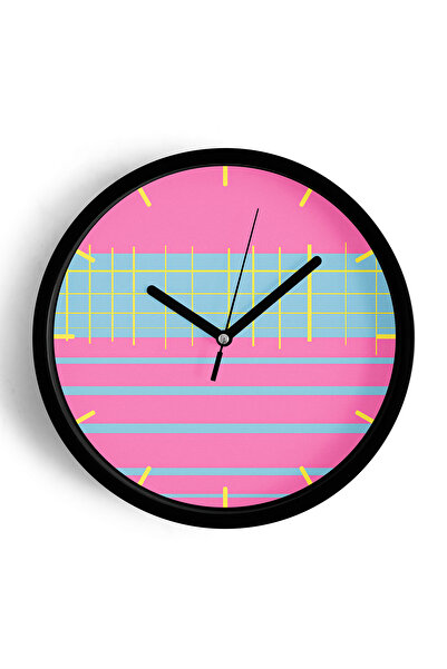 JHAAR ساعة حائط بتصميم عصري - 25 سم - هيكل أسود مع واجهة زجاجية - آلية صامتة