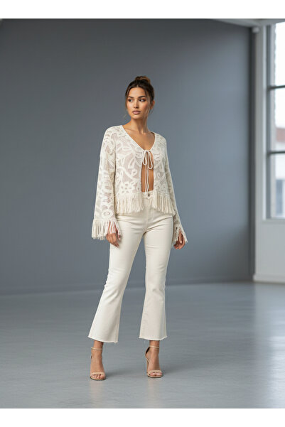 VETTA سترة كارديجان بتفاصيل ربط مزينة بالشراشيب