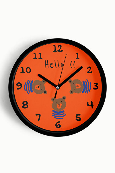 JHAAR Ceas de perete pentru camera copiilor cu ursul care salută - 25 cm - Ca...
