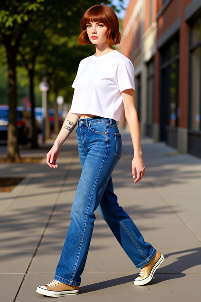 PayBuy Pantaloni de damă din denim antracit talie înaltă Flare Funcțional Dur...