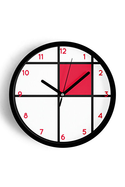 JHAAR Ceas de perete modern cu design geometric - 42 cm - Carcasă neagră cu s...