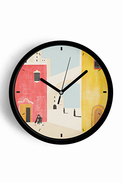 JHAAR ساعة حائط حديثة بنمط معماري عتيق - 30 سم - هيكل أسود مع زجاج أمامي - آل...