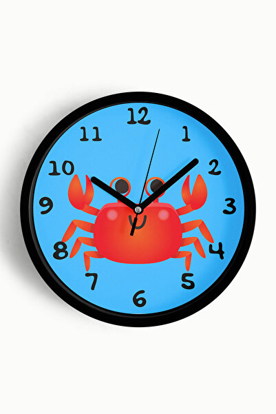 JHAAR Ceas de perete pentru camera copiilor cu ilustrație cu crab drăguț - 25...