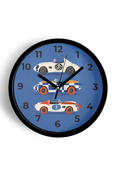 JHAAR Ceas de perete pentru camera copiilor cu design auto - 25 cm - Carcasă ...