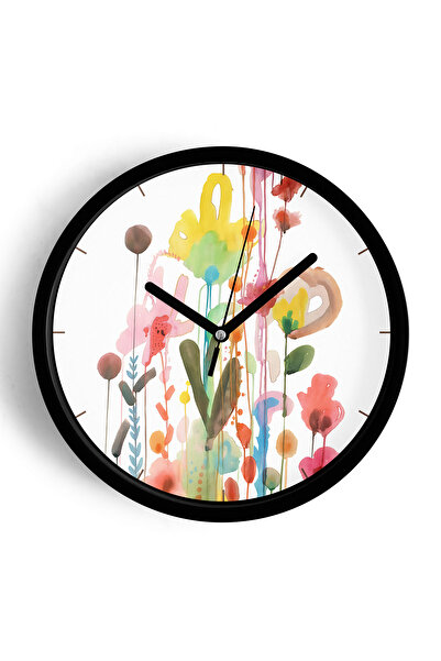 JHAAR Ceas de perete cu design modern - 42 cm - Carcasă neagră cu sticlă fron...