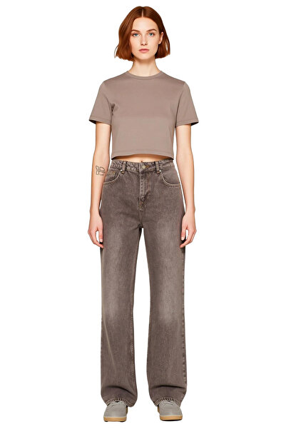 PayBuy Women's Anthracite Vintage Wash Wide Leg Jean Pants Functional Durable Quality Sports