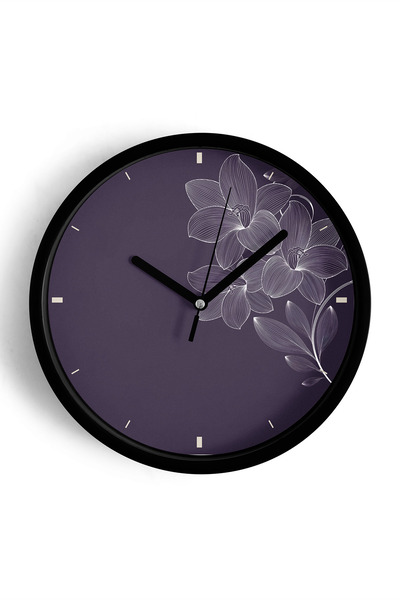 JHAAR Ceas de perete modern cu ilustrație elegantă cu orhidee - 30 cm - Carca...