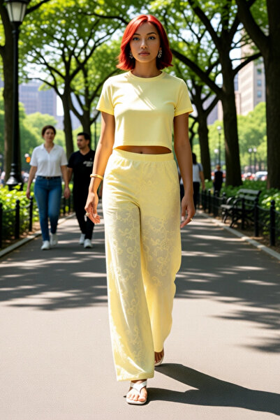 PayBuy Women's Brode Patterned Wide Leg Pants Functional Durable Quality Comfortable Aesthetic Stylish