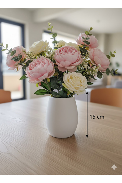 Lui Tasarım İskandinav Tarzı Beyaz Şık 15 cm Bohem Silindir Vazo