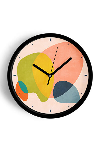JHAAR Abstract - Ceas de perete modern boem - 35cm - Carcasă neagră cu sticlă...