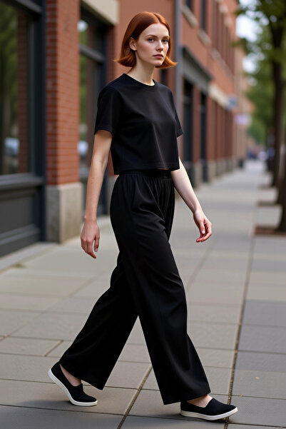 PayBuy Χακί ψηλόμεσο φαρδύ παντελόνι βισκόζης Palazzo Γυναικείο παντελόνι Λει...