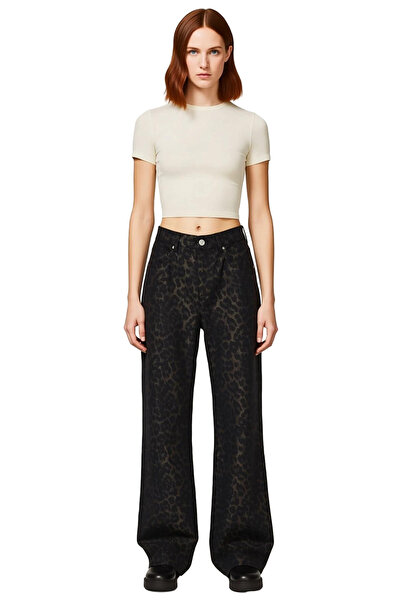 PayBuy Women's Multi-Colored Leopard Print High Waist Wide Leg Jean Pants Functional Durable Stylish