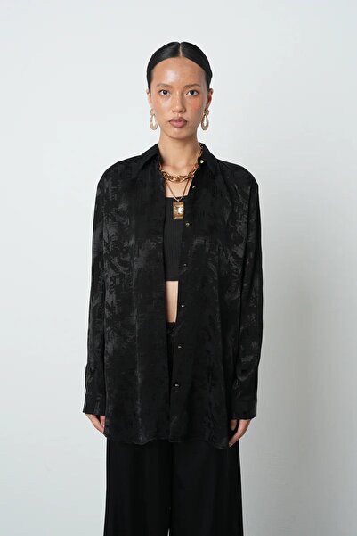 Ranasubaşı Black Patterned Oversized Women's Shirt – Comfortable and Stylish ...