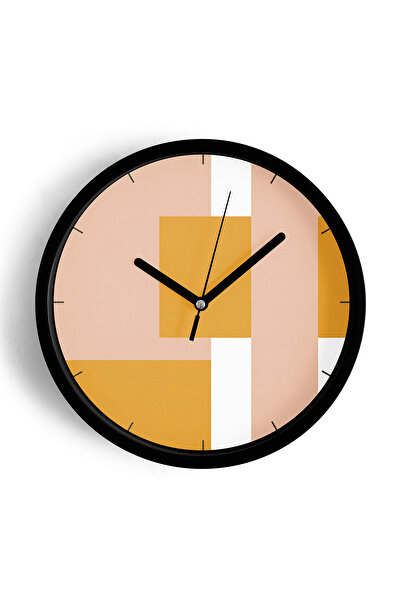 JHAAR Ceas de perete cu design modern - 35 cm - Carcasă neagră cu sticlă fron...