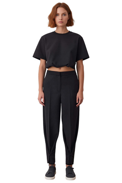 PayBuy Button Detailed Wide Leg Fabric Pants Women Functional Durable Quality Comfortable Modern