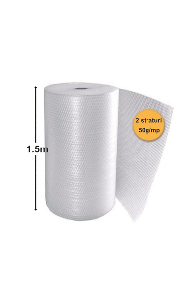OEM Folie cu bule mică, 2 straturi, 50 g/m², 1,5 m x 100 m (150 m²)