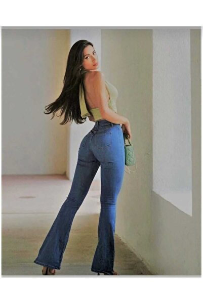 Lixera Blue Stretch Fabric High Waist Spanish Jean Pants