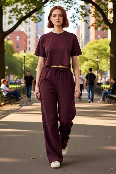 PayBuy Women's Plum Wide-Leg Pants Functional Durable Quality Comfortable for Daily Use