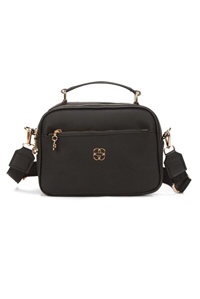 Newish Polo Black Vegan Leather Women's Bag – Shoulder & Hand-Carry Shoulder Crossbody Bag with Gold Zipper