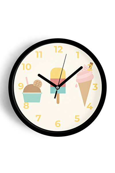 JHAAR Ceas de perete pentru camera copiilor cu design modern, cu înghețată - ...