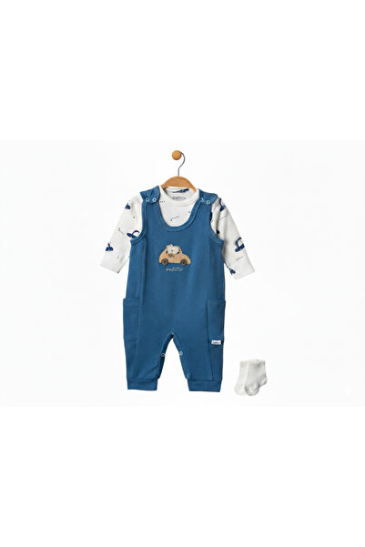 OREVİA Araba Nakışlı Erkek Bebek Tulum 3’lü Tulum Seti – Zıbın, Tulum ve Çora...