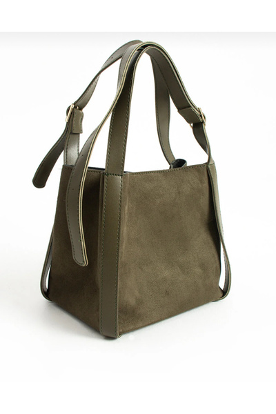 mèche atelier since 2024 Women's Suede Hand and Shoulder Bag Khaki
