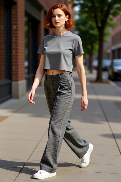 PayBuy Women's Plaid Pattern Wide Leg Woven Pants Functional Durable Quality Comfortable Stylish