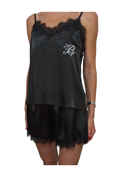 Producție proprie Women's Satin Pajamas - Personalized Monogram