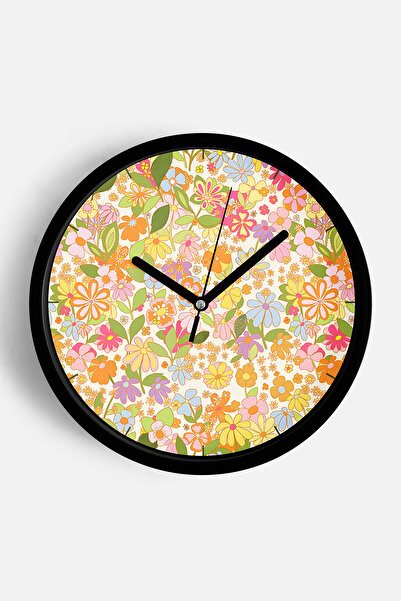 JHAAR Ceas de perete modern cu tematică florală colorată abstractă - 25 cm - ...