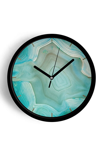 JHAAR Ceas de perete modern cu model de piatră de agat turcoaz - 30 cm - Carc...