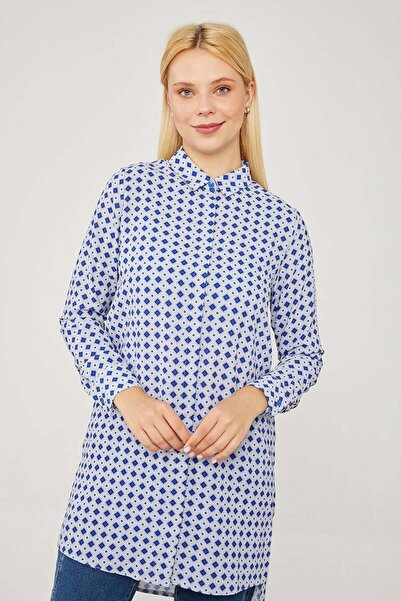 Levidor Τουνίκ με τετράγωνο σχέδιο μπλε κοβαλτίου