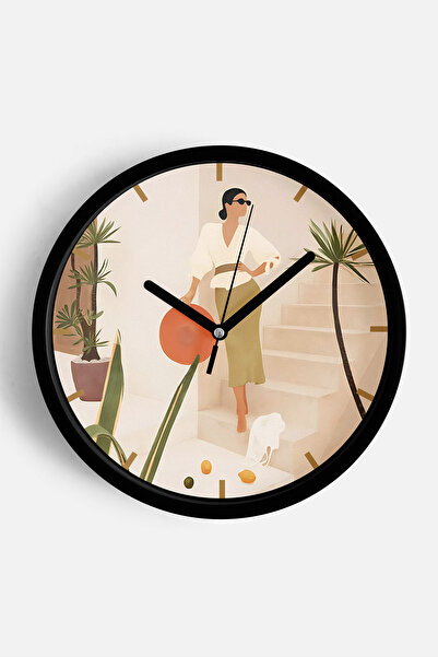 JHAAR Ceas de perete modern cu design abstract - 35 cm - Carcasă neagră cu st...