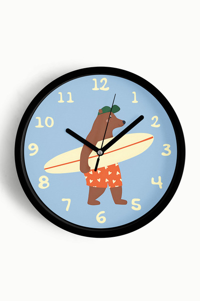 JHAAR Ceas de perete pentru camera copiilor Sorfçü Ayı - 42cm - Carcasă neagr...