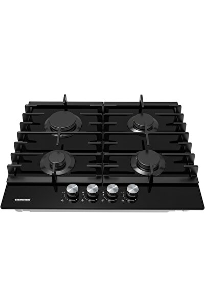 Heinner HBH-M421IRFGBK Built-in Gas Hob, 4 Burners, Cast Iron Grates, Electric Ignition, 60 cm, Blac