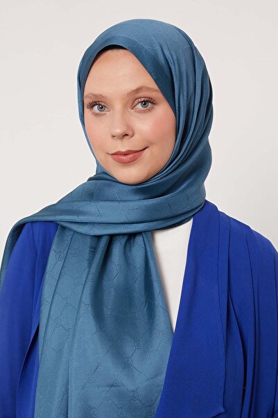 Levidor Petrol Green Honeycomb Pattern Monogram Silk Shawl