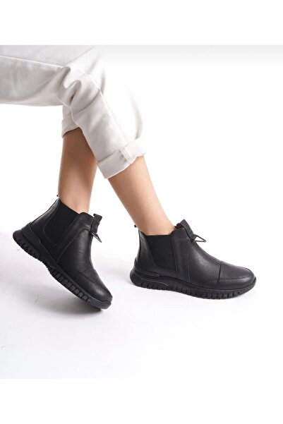 YADE MODA Hakiki Deri Full Ortapedik Özel Tabanlı Soğuk Havaya Dayanıklı Kauç...