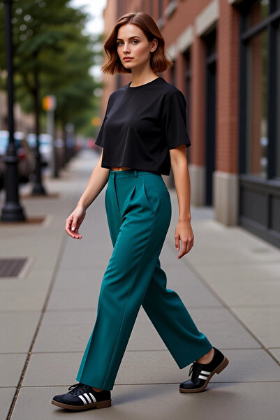 PayBuy Women's Straight Cut High Waist Woven Fabric Pants Functional Durable Quality Comfortable Stylish