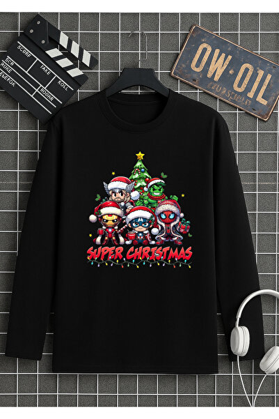 RYO FASHİON Tricou special cu mânecă lungă pentru Crăciun Fericit, marvel, hu...